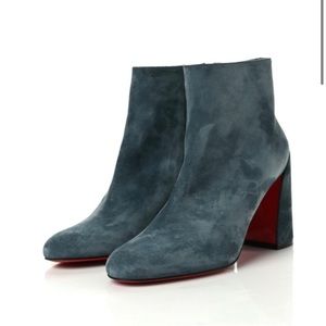 Christian Louboutin Grey Blue Turelas NWT suede block heel ankle booties 40.5